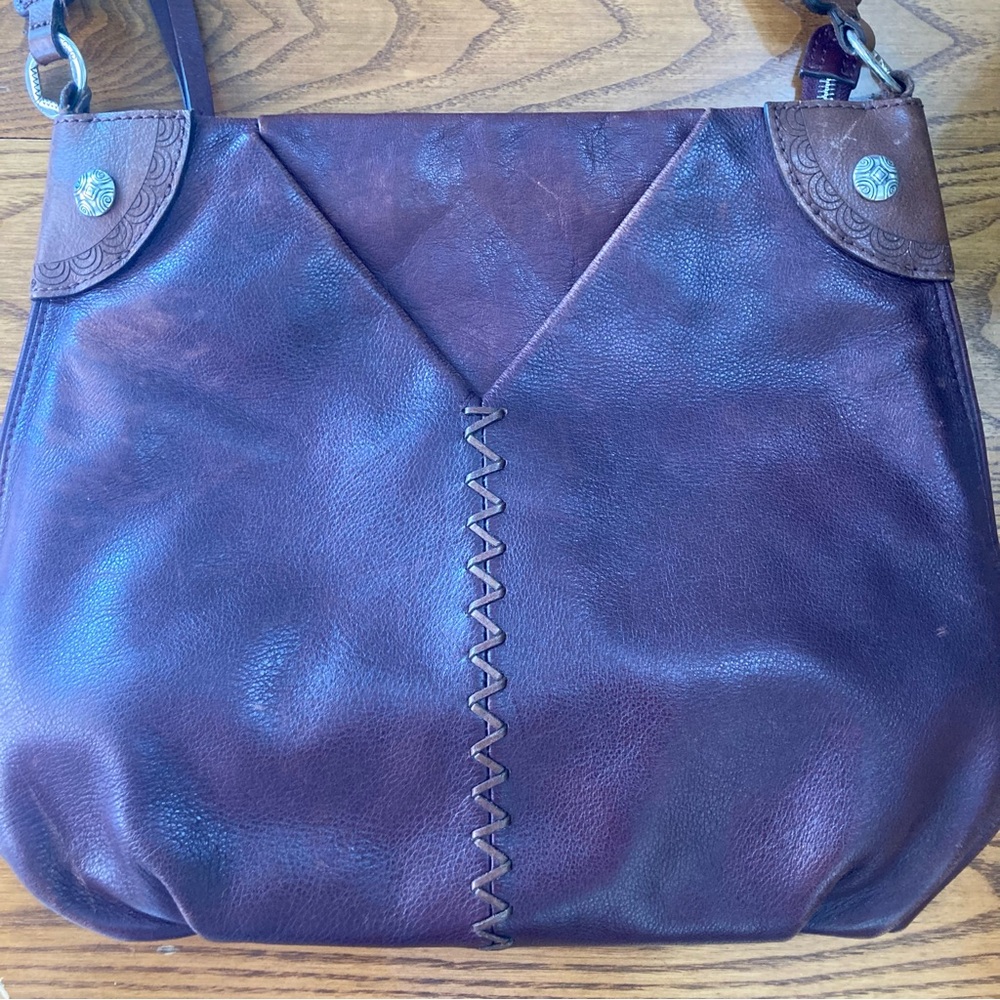 Brighton Deep Purple Leather Shoulder Bag